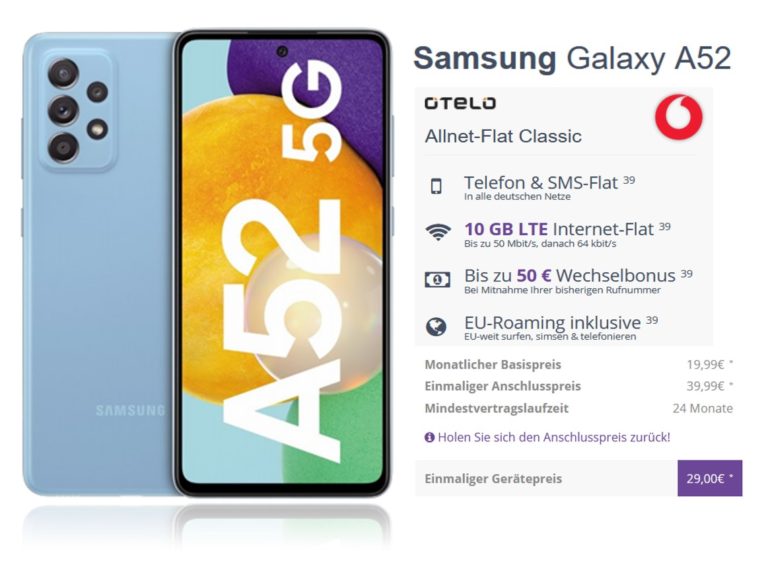 samsung a52 vodafone